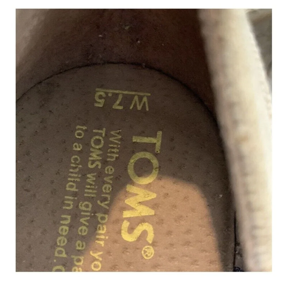 Toms Espadrilles Wedges Womens Size 7.5 Khaki Striped Open Toe